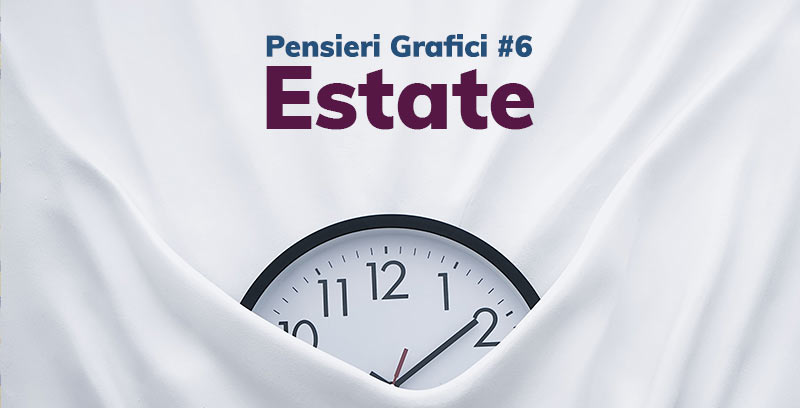 Un orologio che scompare in mezzo ad un tessuto, la cover per la newsletter Pensieri Grafici 6 Estate 2021