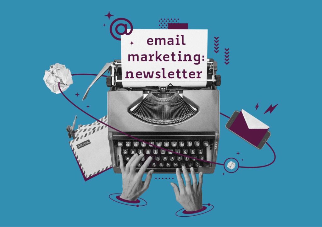 Immagine stile collage per indicare il servizio di Email Marketing newsletter di Erica Bortolussi