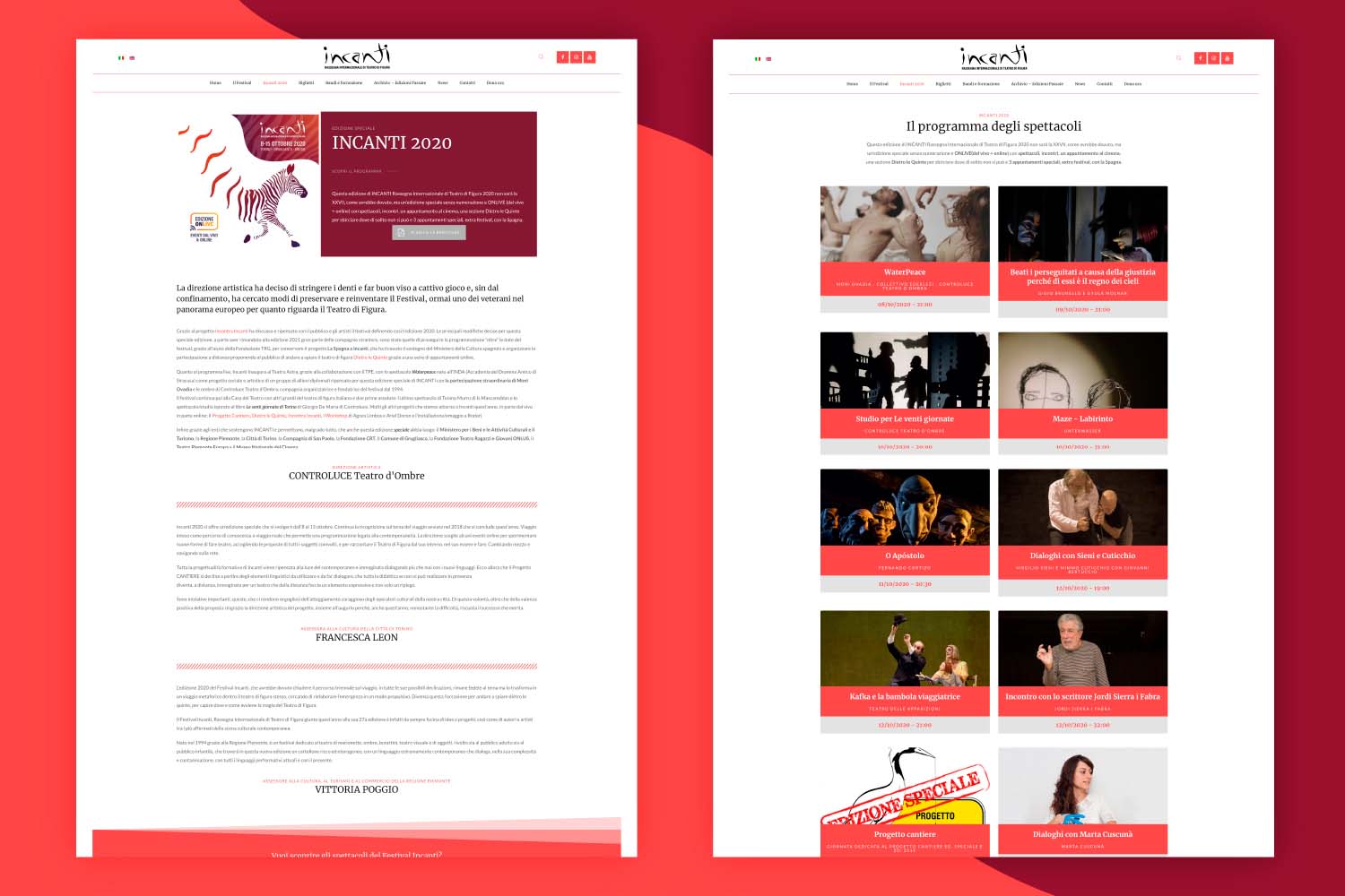 Festival incanti_pagine del sito web_Erica Bortolussi