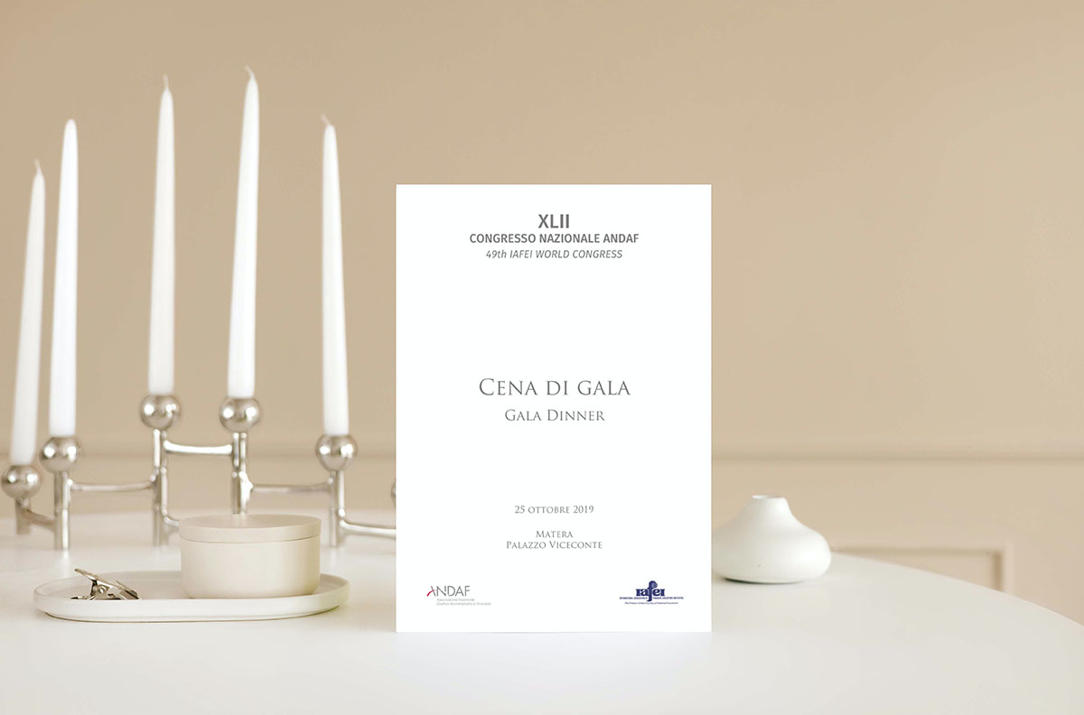 Menu per la cena di Gala del Congresso Nazionale Andaf 2019