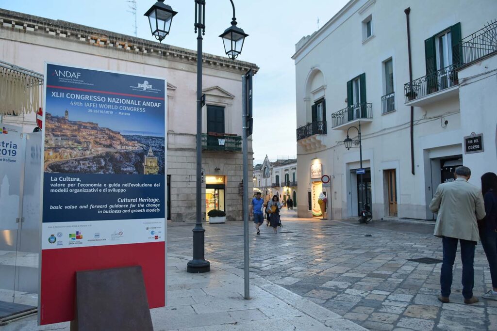 Totem esterno all'ingresso del Congresso Nazionale Andaf 2019 a Matera