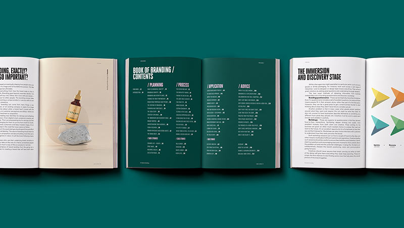 Alcune pagine interne del libro "book of branding"