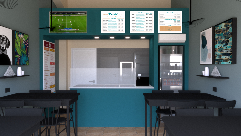 Render di allestimento interno realizzato da Archispritz