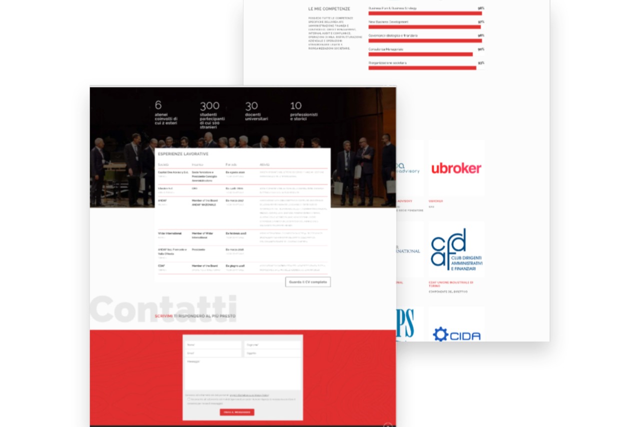 Schermate del sito web per manager d'impresa Angelo Sidoti