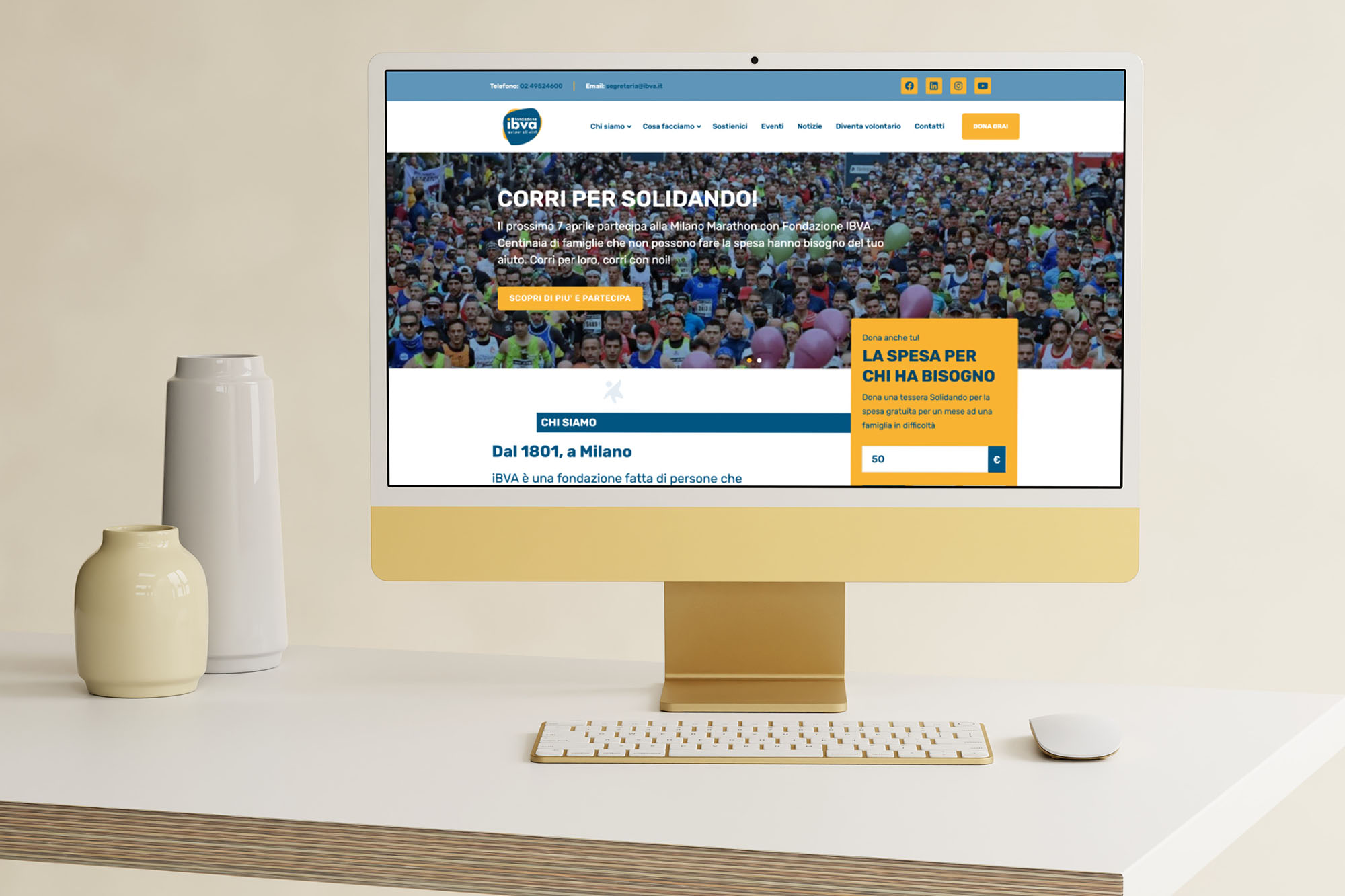 Sito web IBVA: computer su tavolo_sito realizzato da Erica Bortolussi